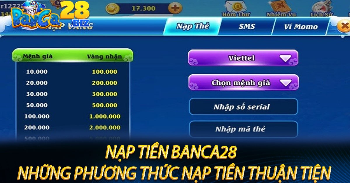 Nạp tiền Banc28 - Những phương thức nạp tiền thuận tiện