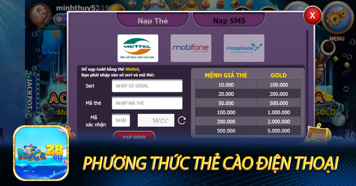 Phương thức thẻ cào điện thoại